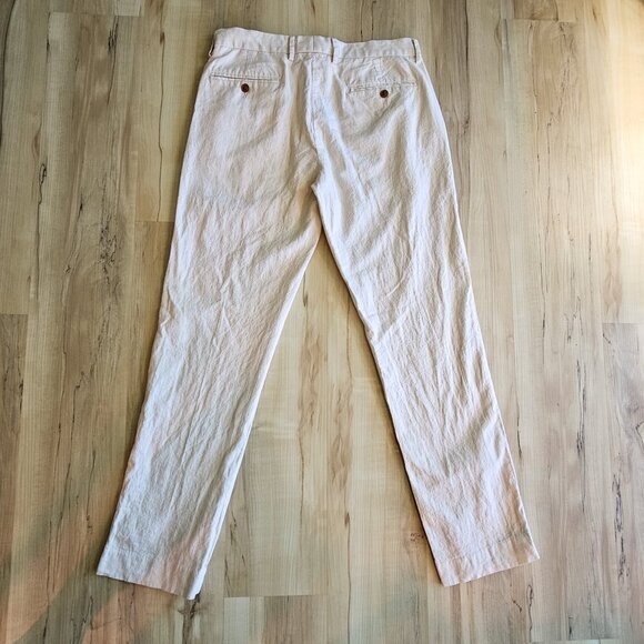 J. Crew factory Linen-Blend Slim Bedford Wide-Leg Pant Off-White Size 32 - Picture 5 of 14